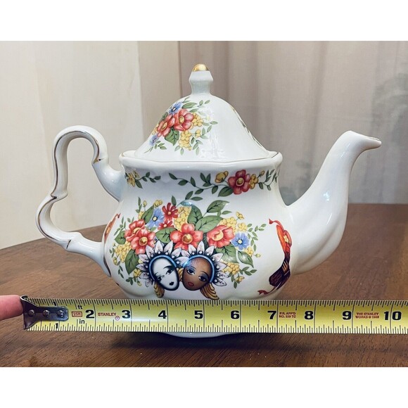 Anthony Mark Hankins Teapot Limited Edition #890 Ceramic Flowers Mask Face Markd - Picture 11 of 12